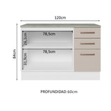 Bajo Mesada Multiuso Garaje 120cm (con Tapa) Blanco/Crema
