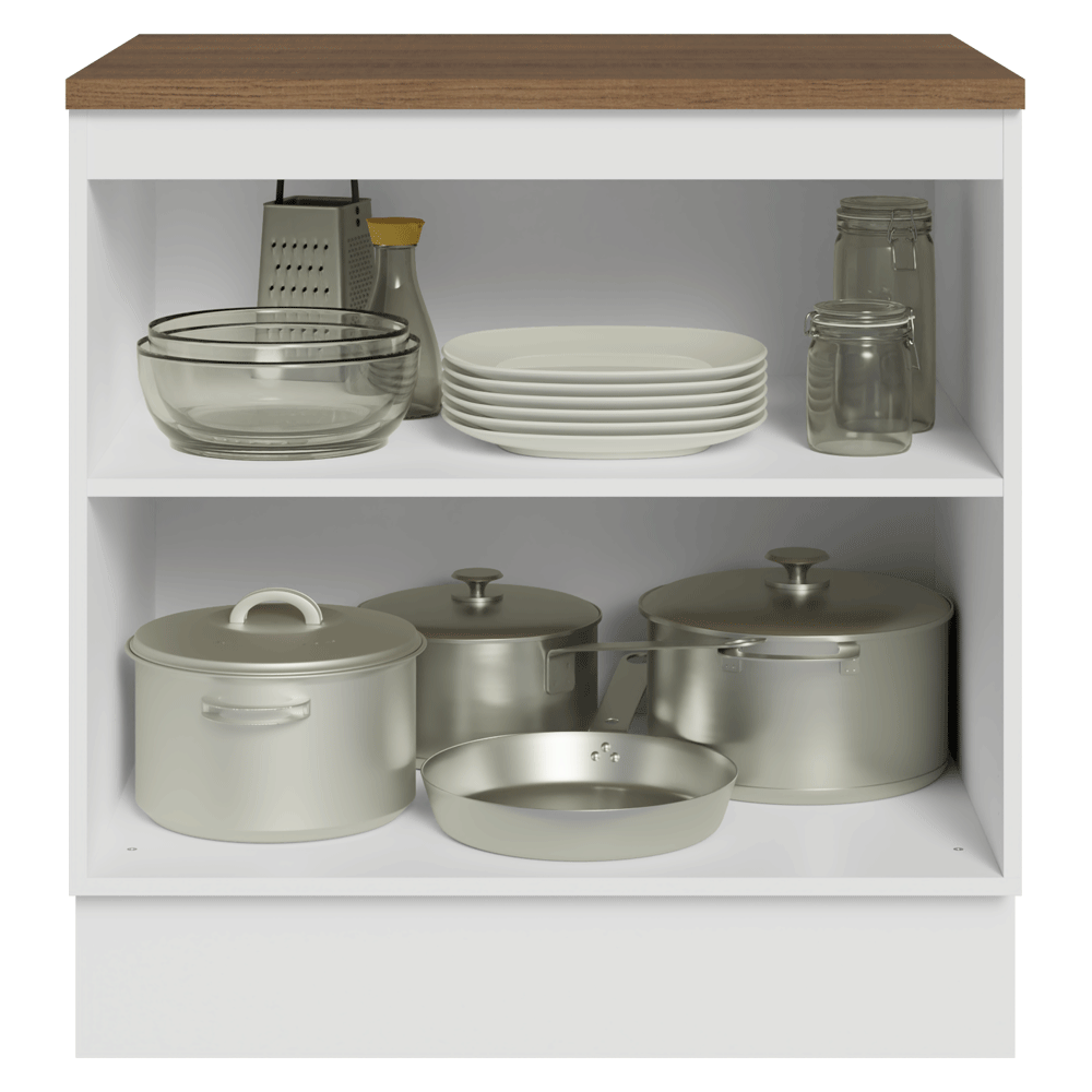 Bajo Mesada de Cocina 80 x 60 cm 2 Puertas (con Mesada) Blanco/Marrón Vik Madesa