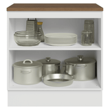 Bajo Mesada de Cocina 80 x 60 cm 2 Puertas (con Mesada) Blanco/Marrón Vik Madesa