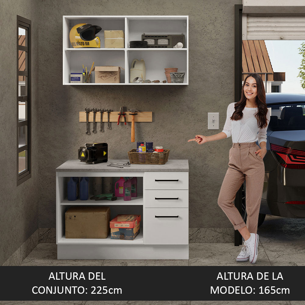 Kit con Bajo Mesada y Alacena Multiuso 120 cm Blanco Agata Madesa