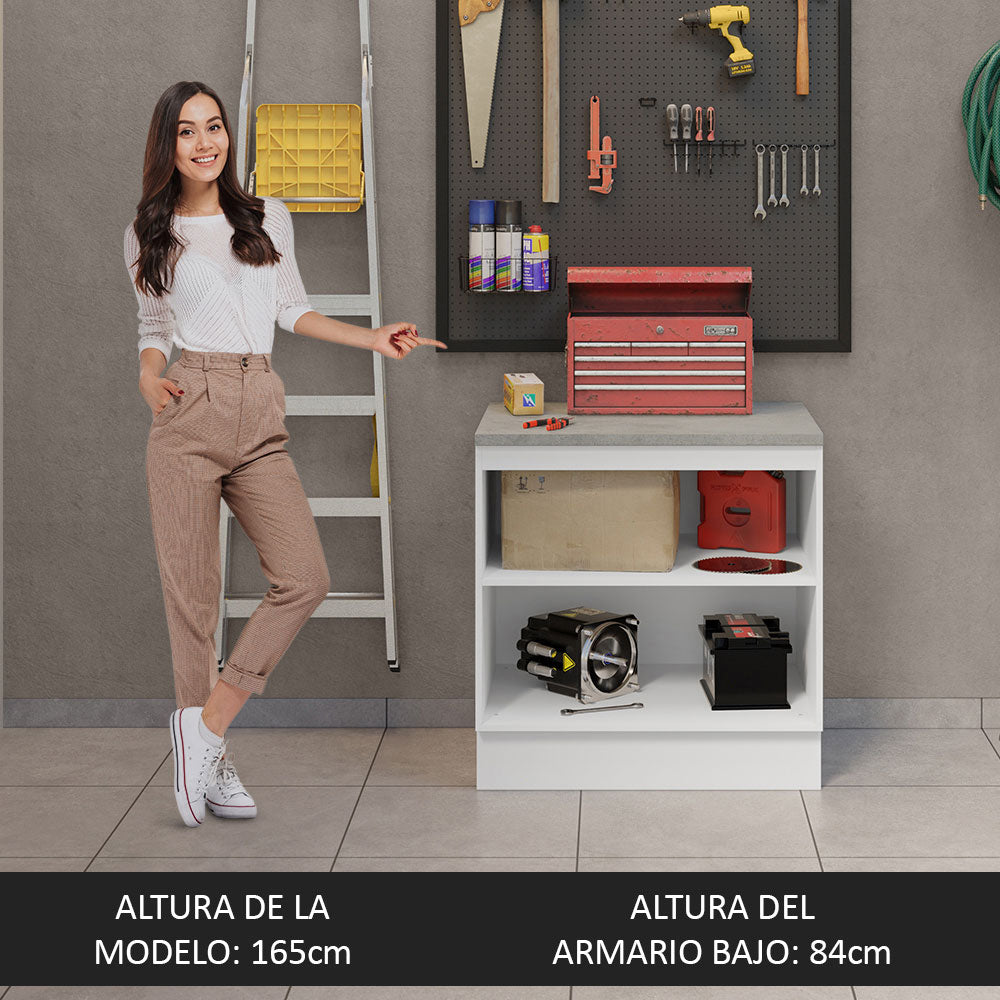 Bajo Mesada Multiuso Garaje 80cm (con Tapa) Blanco/Crema