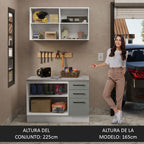 Kit con Bajo Mesada y Alacena Multiuso 120 cm Blanco/Gris Agata Madesa