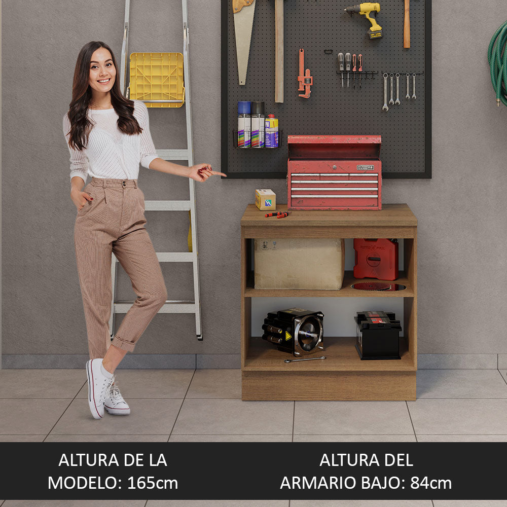 Bajo Mesada Multiuso Garaje 80cm (con Tapa) Marrón/Blanco