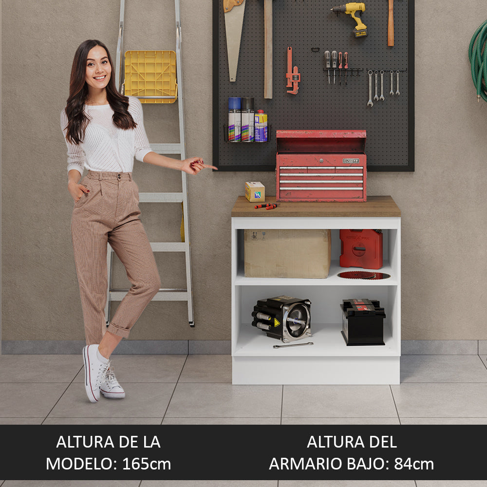 Bajo Mesada Multiuso Garaje 80cm (con Tapa) Blanco/Marrón