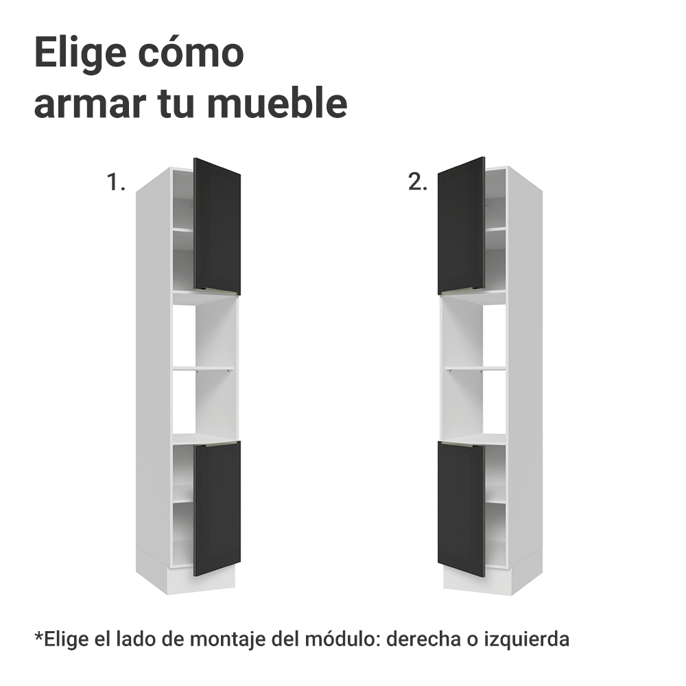 Despensero 40cm 2 Puertas e 2 Nichos Blanco/Negro Lux Madesa