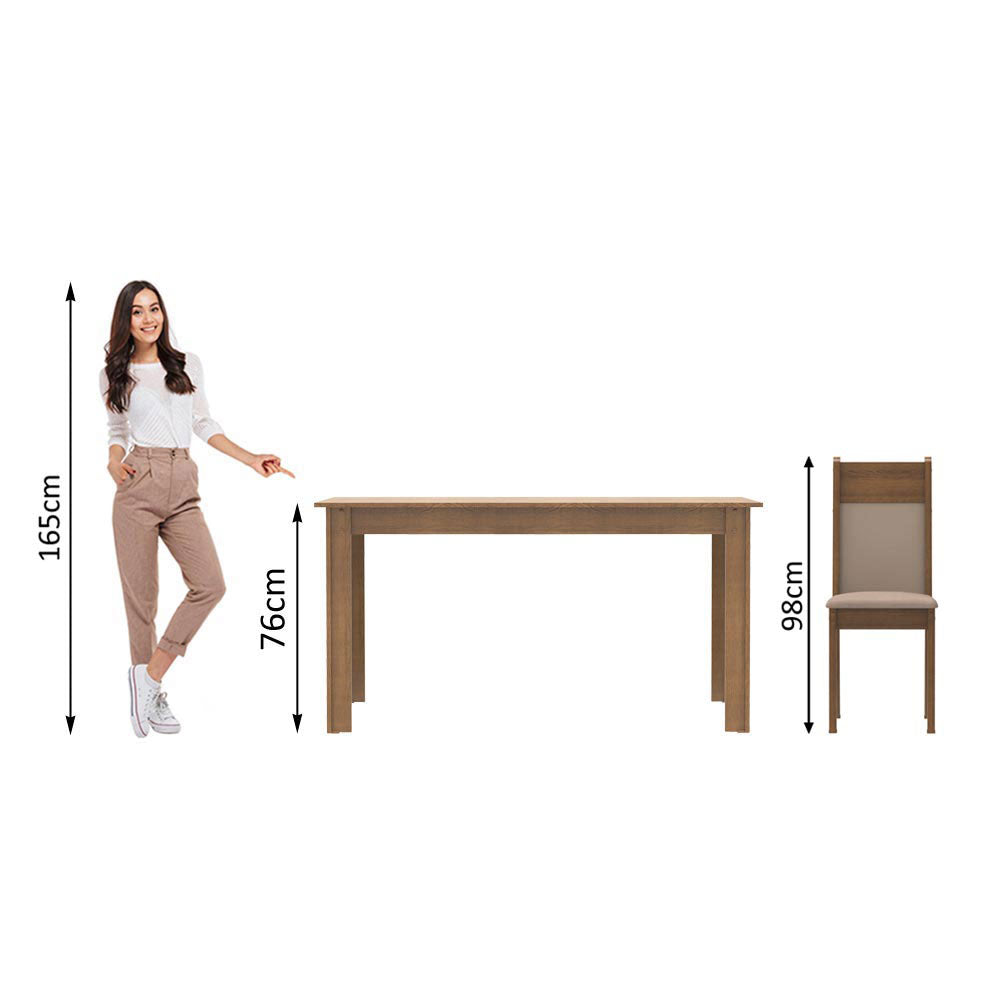 Juego de Comedor Mesa Rectangular 4 Sillas Marrón/Crema/Sintético Beige Havana Madesa