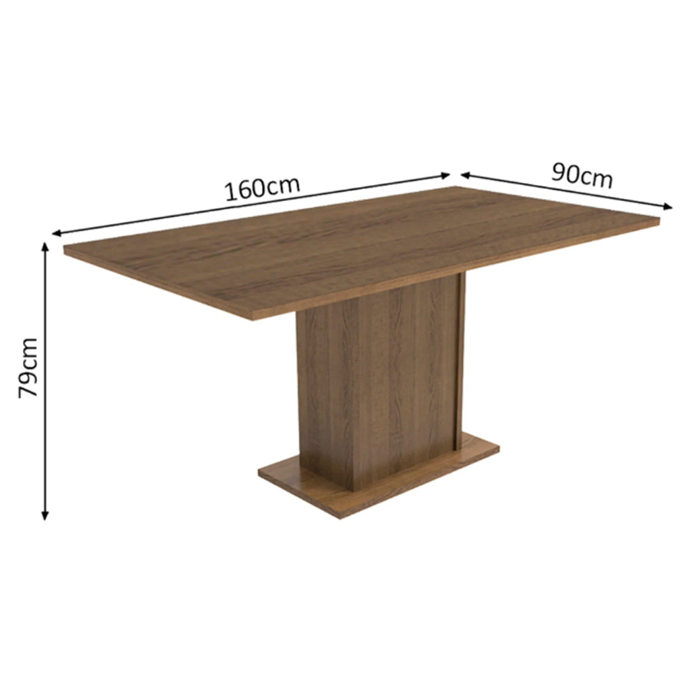 Juego de Comedor Megan Mesa Rectangular Tapa de Madera con 6 Sillas Marrón/Lírio Beige Madesa