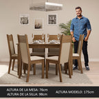 Juego de Comedor Mesa Rectangular 6 Sillas Marrón/Sintético Beige Jaíne Madesa
