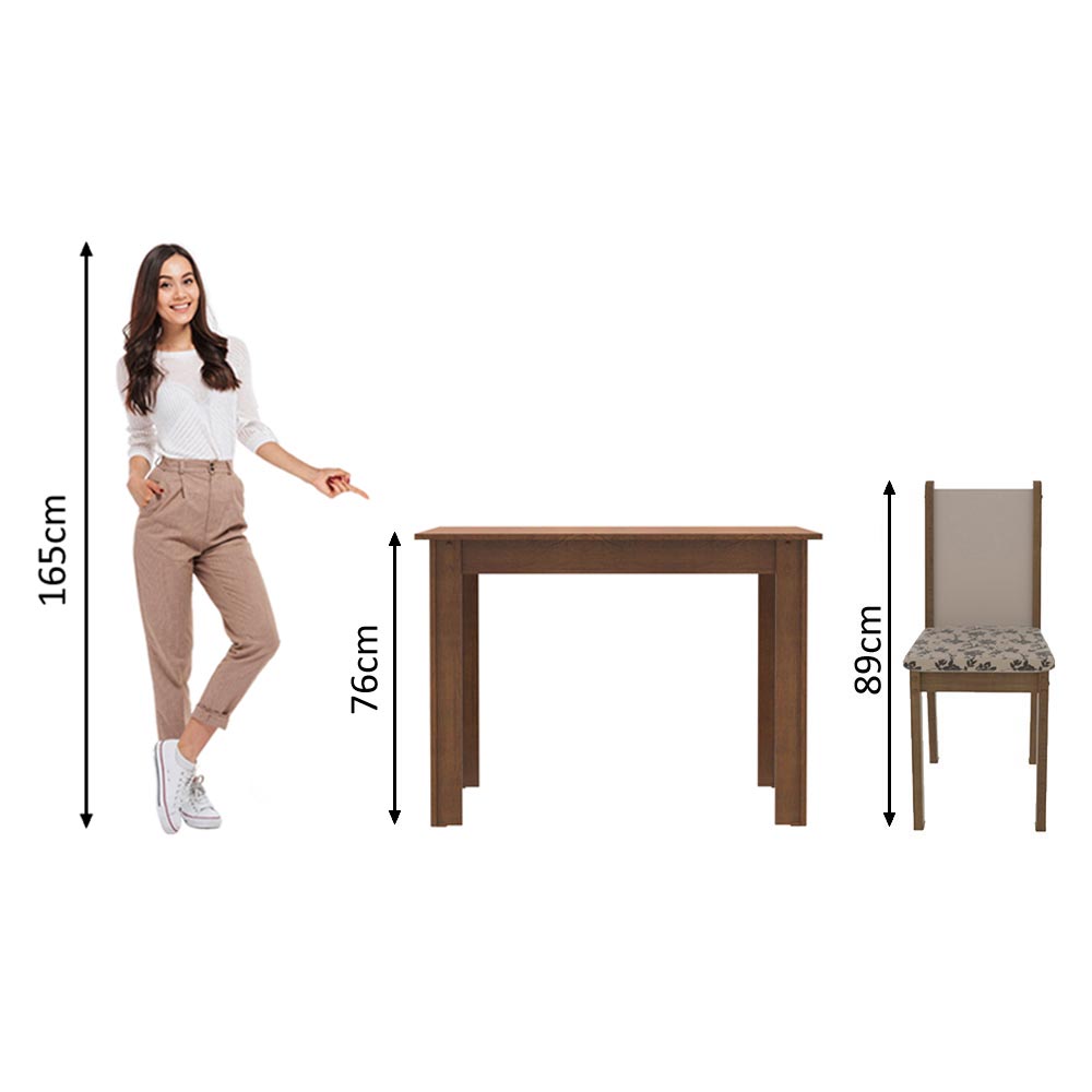 Juego de Comedor Madesa Cíntia Mesa Tapa de Madera con 4 Sillas Marrón/Crema/Beige Marrón