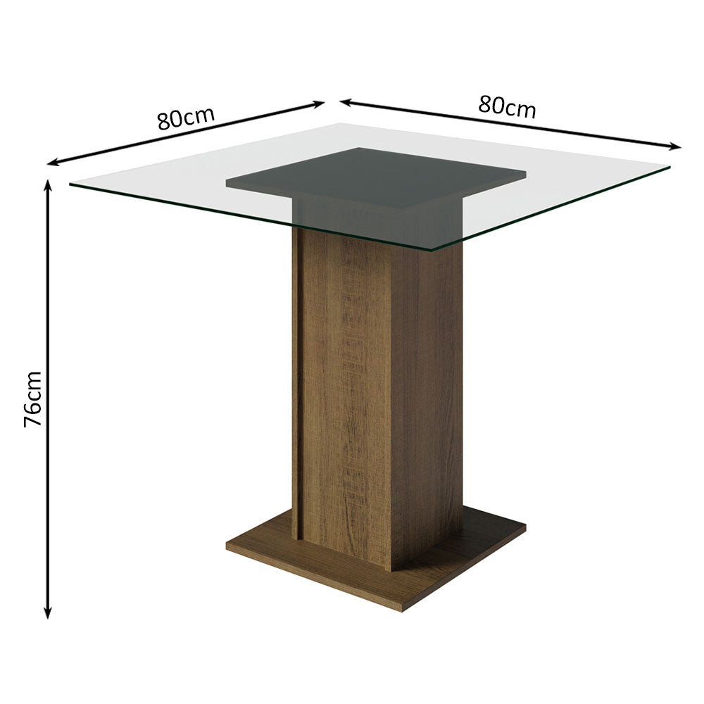 Juego de Comedor con Tapa de Vidrio 4 Sillas Marrón/Negro Aline