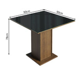 Juego de Comedor Mesa con Tapa de Vidrio 4 Sillas Marrón/Negro Moscou Plus