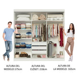 Placard Ropero Casal Madesa Kansas 3 Puertas Corredizas de Espejo 3 Cajones Blanco
