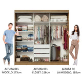 Placard Ropero Casal Madesa Kansas 3 Puertas Corredizas de Espejo 3 Cajones Marrón/Blanco