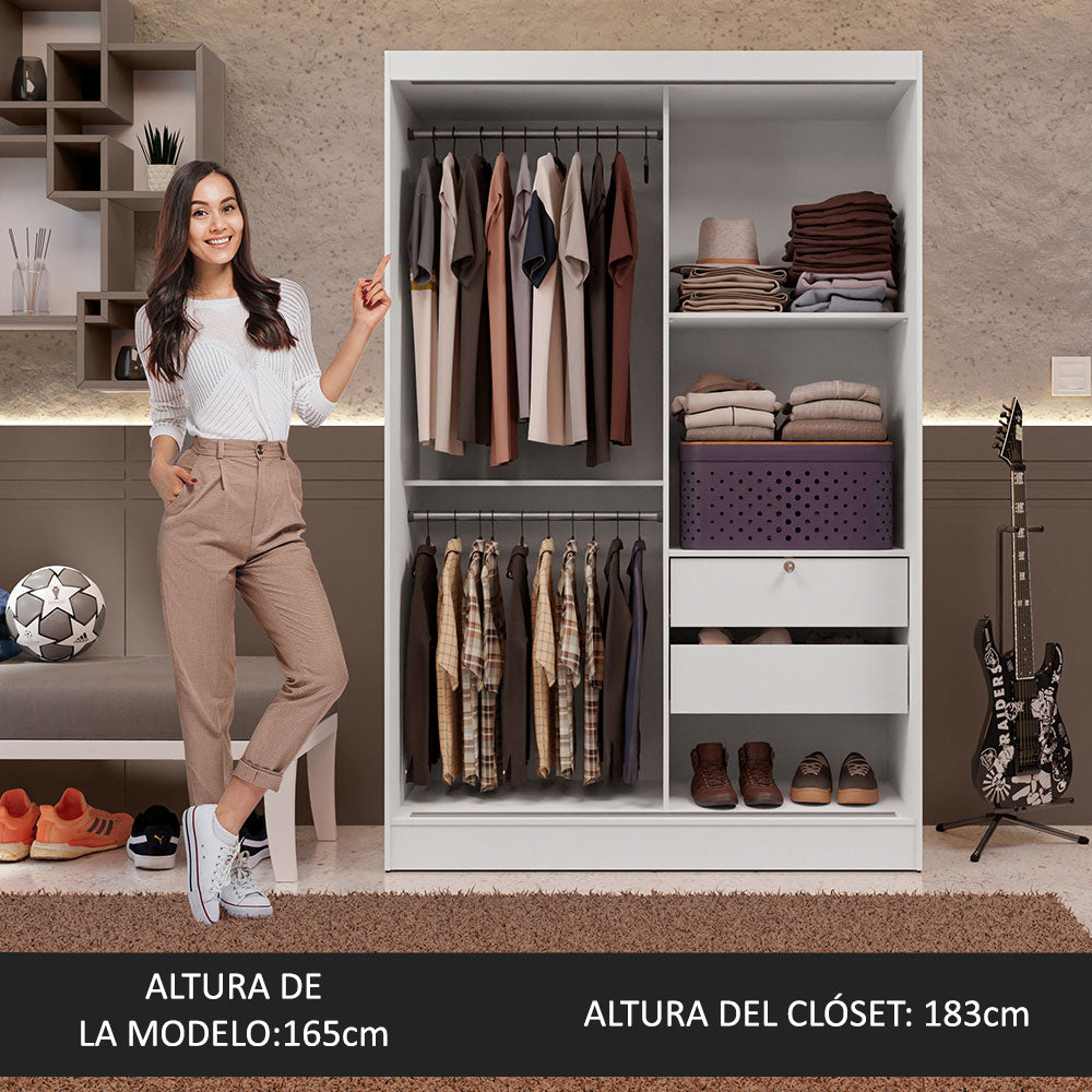 Placard Soltero Luke 2 Puertas Corredizas 1 Puerta Con Espejo