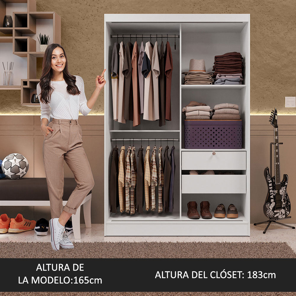 Placard Soltero Luke 2 Puertas Corredizas Con Espejos