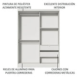 Placard Infantil Nick 120 cm 2 Puertas Corredizas 2 Cajones Blanco Madesa
