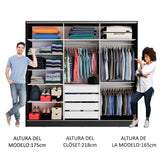 Placard Matrimonial 100% MDF Royale 3 Puertas Corredizas con Espejo Negro