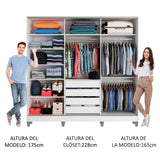 Placard Matrimonial 100% MDF Royale 3 Puertas Corredizas con Espejos con Patas Blanco/Marrón