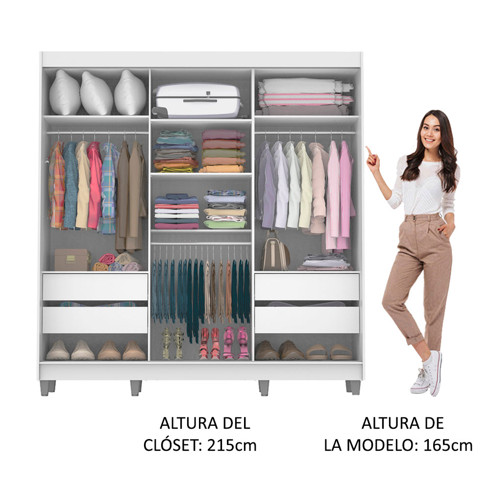 Ropero Placard Madesa Napoli 3 Puertas con Patas Blanco