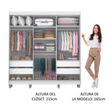 Ropero Placard Madesa Napoli 3 Puertas con Patas Blanco
