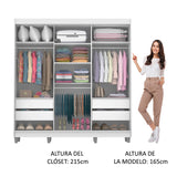 Ropero Placard Madesa Veneza 3 Puertas 3 Espejos y Patas Blanco