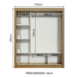 Placard Matrimonial Monaco 3 Puertas Corredizas - Marrón/Blanco