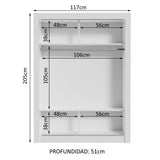 Placard Soltero Denver 2 Puertas Corredizas con Espejo Blanco