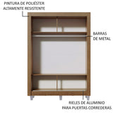 Placard Madesa Denver con Patas 2 Puertas Corredizas 1 Espejo 1.17 m x 2.15 m Marrón/Blanco