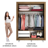 Placard Soltero Dallas 2 Puertas Corredizas 2 Cajones con Patas Marrón/Blanco