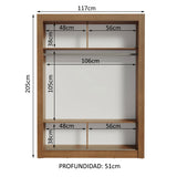 Placard Soltero Denver 2 Puertas Corredizas Marrón/Negro
