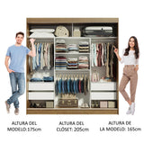 Placard Matrimonial Reno 3 Puertas Corredizas 1 con Espejo - Marrón