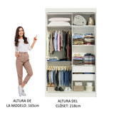 Placard Ropero Solteiro Madesa Tokio 2 Puertas Corredizas de Espejo 2 Cajones Blanco