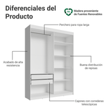 Closet Abierto Madesa Venus 121 cm con 2 Cajones, Perchero y 5 Estantes Blanco