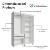 Placard Closet con Patas 2 Cajones 121 cm Blanco Venus Madesa