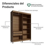 Placard Closet con Patas 2 Cajones 121 cm Marrón Venus Madesa