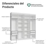 Placard Closet 4 Cajones 216 cm Blanco Venus Madesa