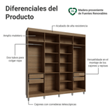 Placard Closet con Patas 4 Cajones 216cm Marrón Venus Madesa
