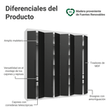 Placard Matrimonial 8 Puertas Batientes Venus Blanco/Negro/Negro