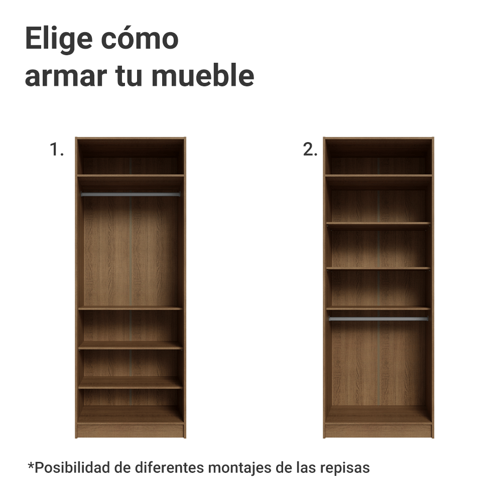 Placard Modular 2 Puertas 4 Repisas 1 Perchero Marrón/Crema Neo Madesa