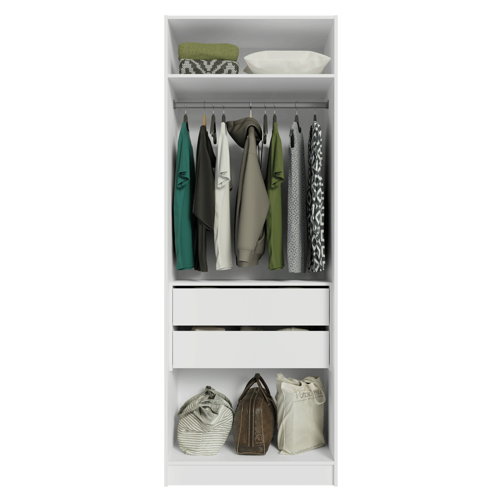 Placard Modulado 80 cm 2 Puertas 2 Cajones Neo Blanco