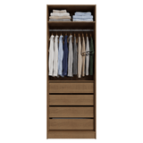Placard Neo 80 cm 2 Puertas Batientes 4 Cajones Modular 1 Perchero Marrón/Crema Madesa