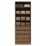 Placard Neo 80 cm 2 Puertas Batientes 4 Cajones Modular 4 Repisas Marrón/Crema Madesa