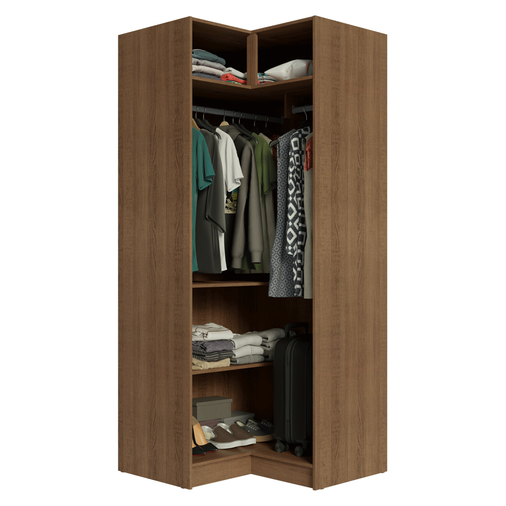 Dormitorio Completo Matrimonial Esquinero 2 Puertas Marrón/Crema Neo Madesa