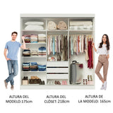 Placard Ropero Casal Madesa Istambul 3 Puertas Corredizas con Espejos 3 Cajones Blanco/Marrón