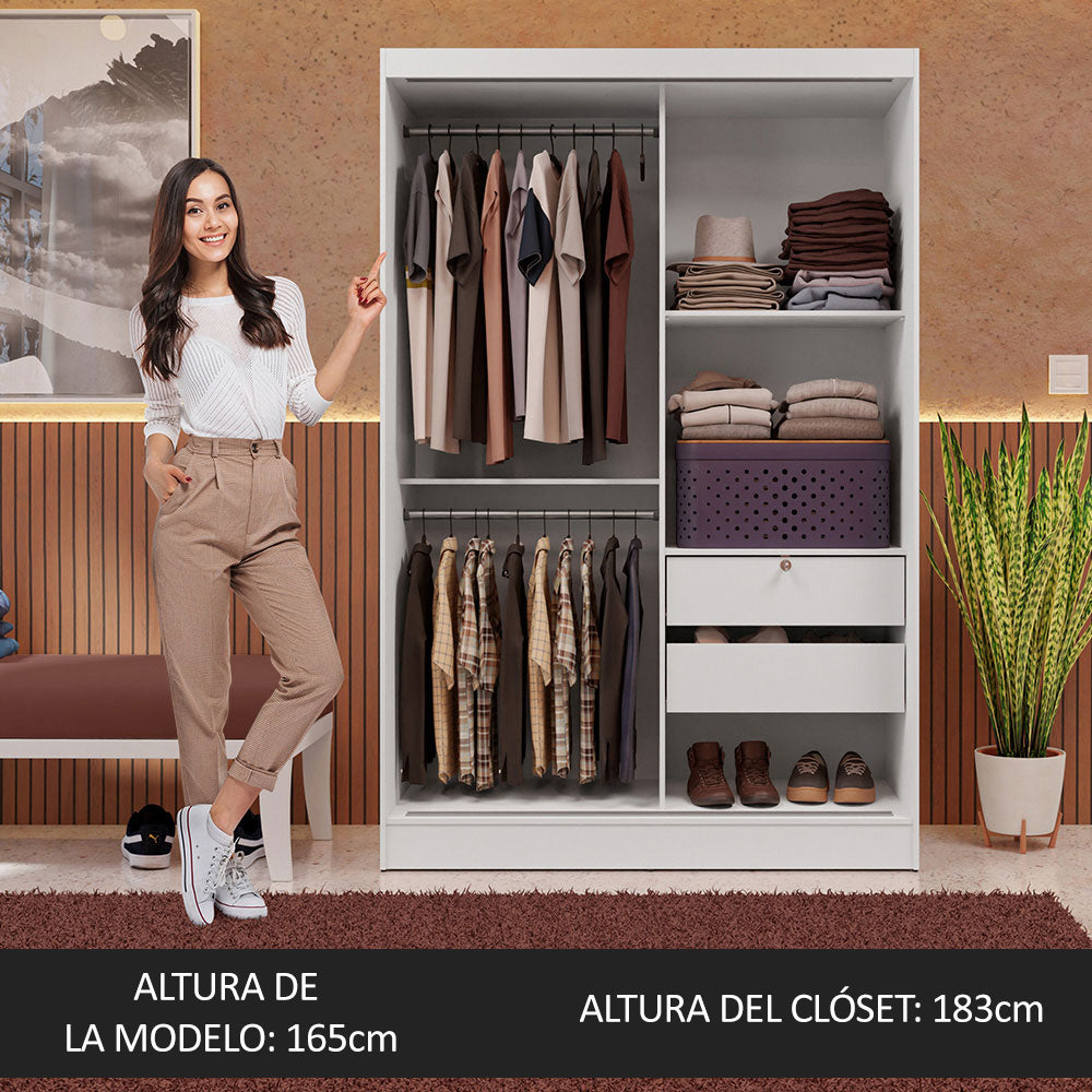 Placard Max 2 Puertas Corredizas con Espejos Blanco