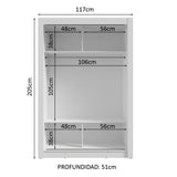 Placard 2 Puertas Corredizas con Espejos Blanco Milano