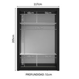 Placard individual 2 Puertas corredizas con Espejo Negro Milano Madesa