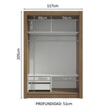 Placard Soltero 2 Puertas Corredizas 2 Cajones Marrón/Gris Vivare