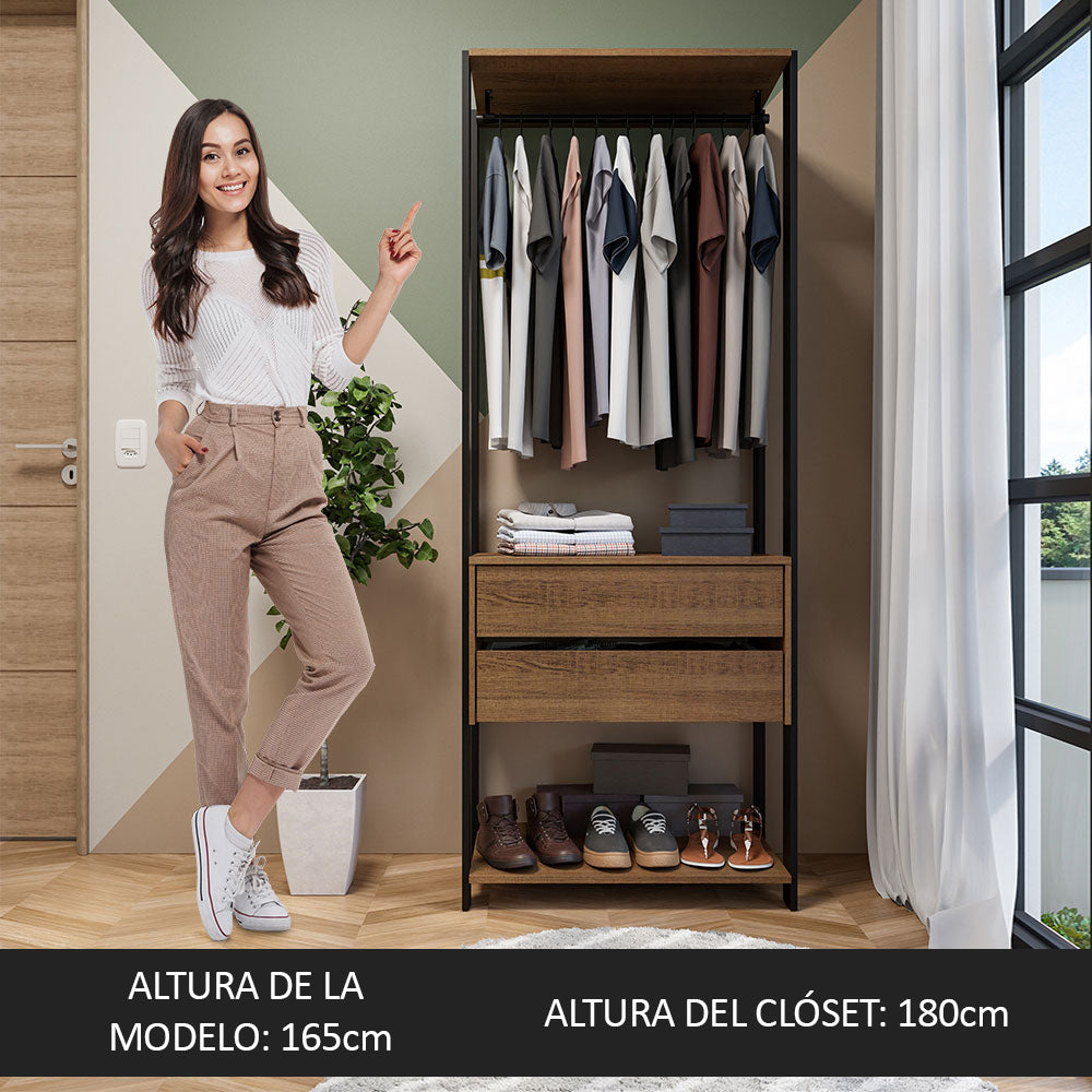 Placard Modular Valencia 2 Cajones 70cm Marrón/Negro