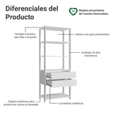 Placard Abierto Madesa Valencia 2 Cajones 4 Niveles 0.70 m x 1.80 m Blanco